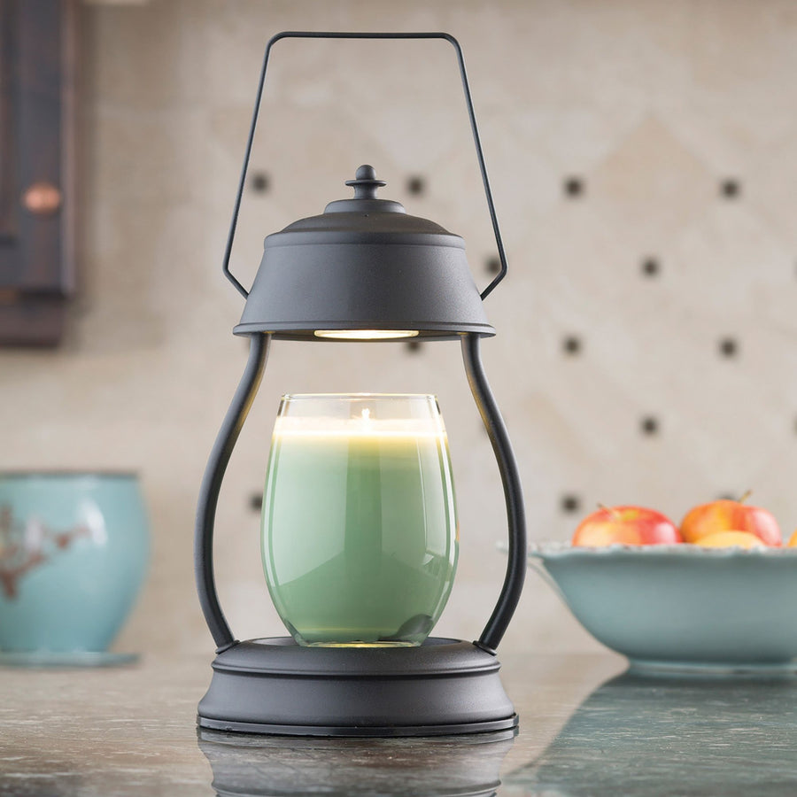 Hurricane lantern candle warmer - black